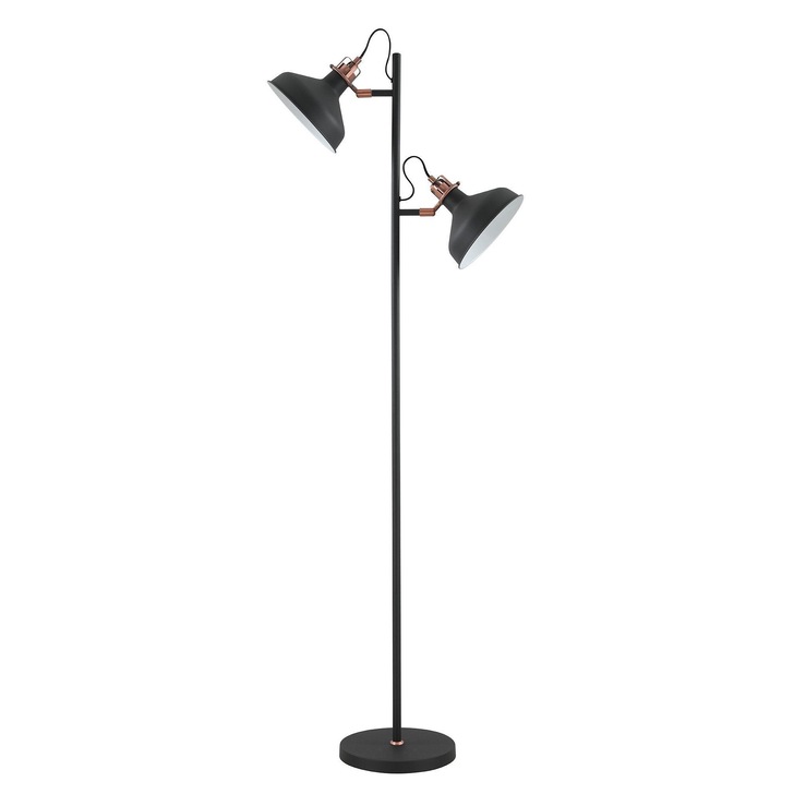 Idolite Blackwall Black/Copper 2 Light Adjustable Floor Lamp