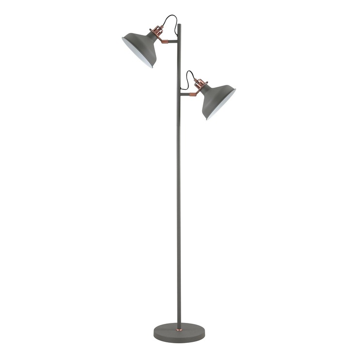 Idolite Blackwall Grey/Copper 2 Light Adjustable Floor Lamp