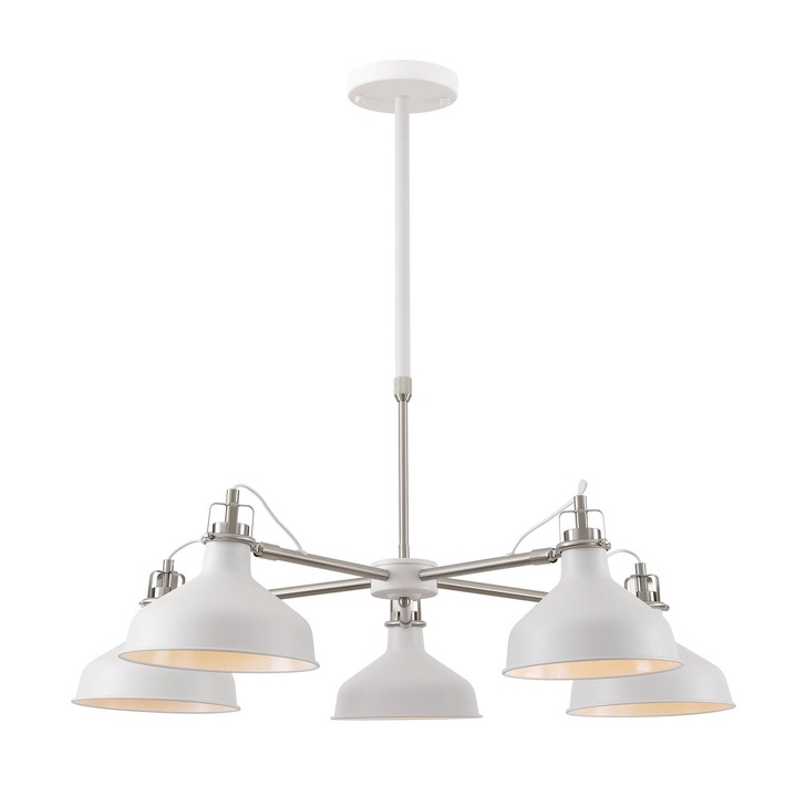 Idolite Blackwall Sand White/Satin Nickel Large 5 Light Pendant