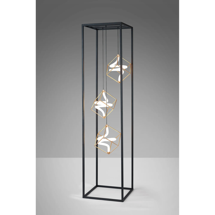 Idolite Bolton Led Spiral Floor Lamp In Black And Painted Gold - Dimmable - 3000K