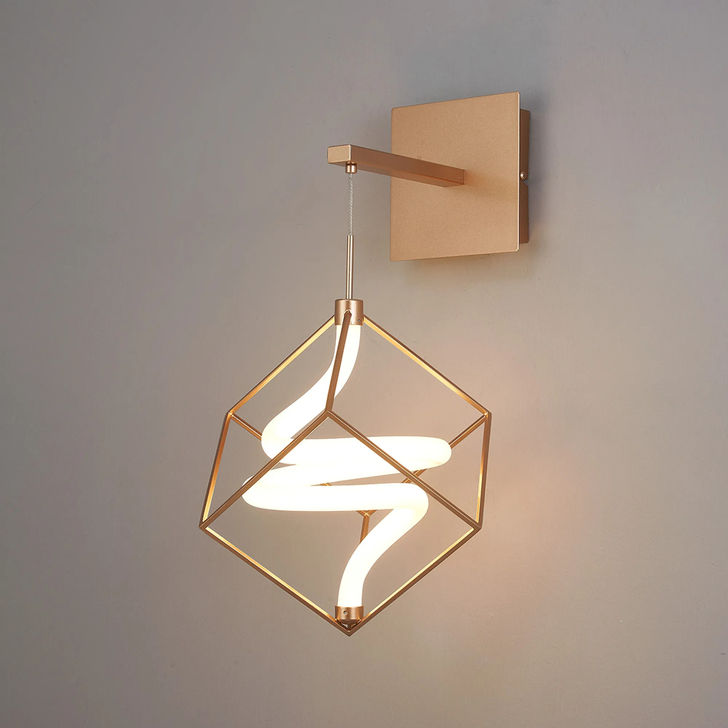 Idolite Bolton LED Wall Lamp: 1 Spiral: 12W LED: Triac Dimmable: 3000K: Painted Gold