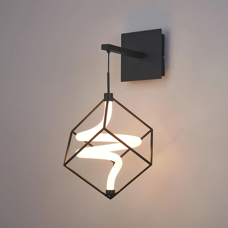 Idolite Bolton LED Wall Lamp: 1 Spiral: 12W LED: Triac Dimmable: 3000K: Sand Black