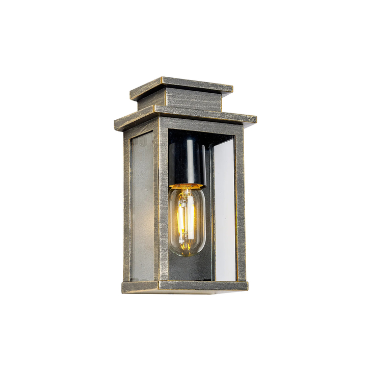 Idolite Broom Brushed Gold And Black Exterior Flush Lantern Light - IP44