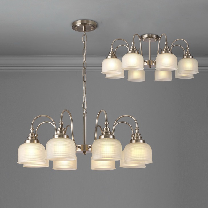 Idolite Burns Polished Nickel Large 2 Light Wall Light Complete With Champagne Glass Rods