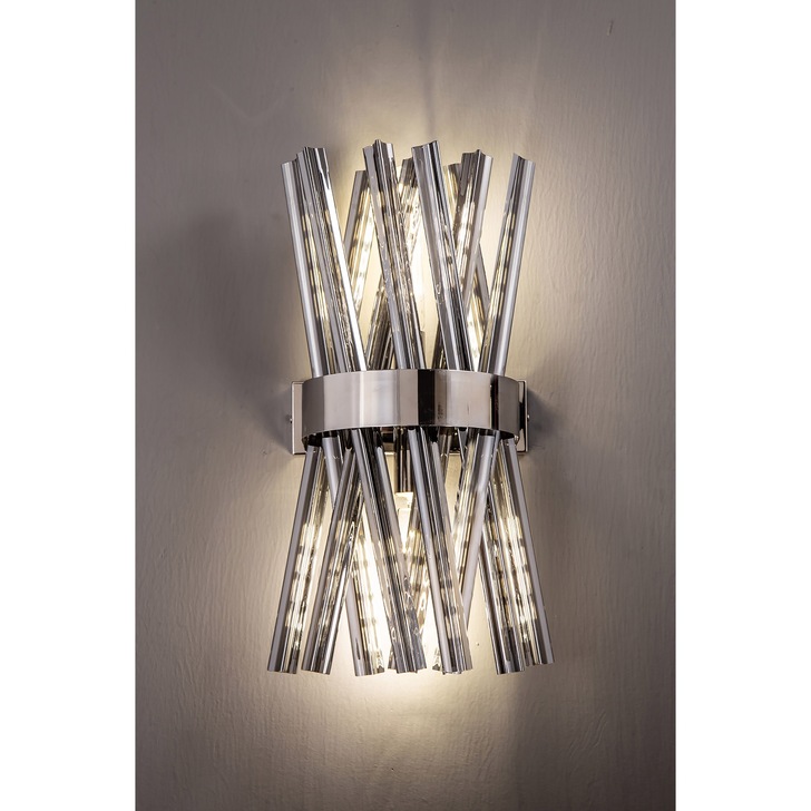 Idolite Burns Polished Nickel Large 2 Light Wall Light Complete With Smoke Glass Rods