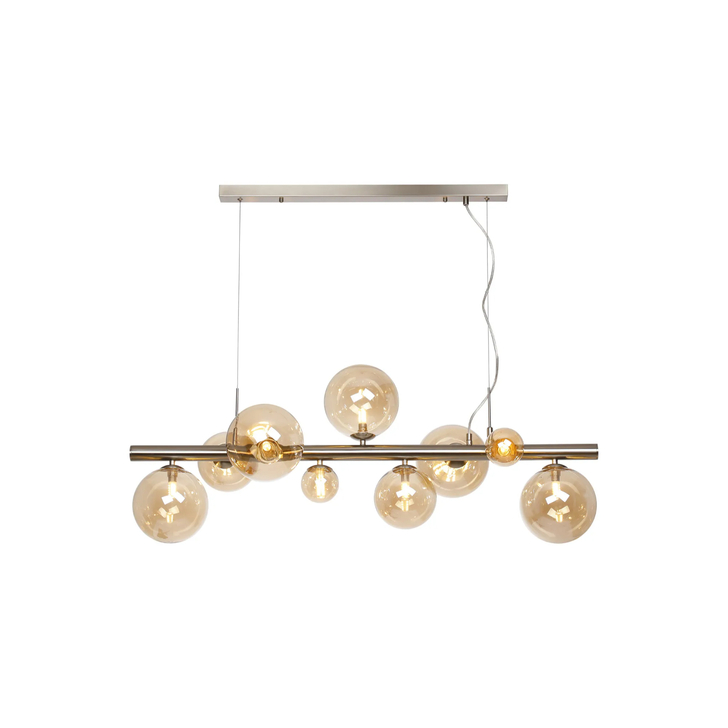 Idolite Calix IDOMA/8509 Linear Pendant, 9 x G9, Glass in a Satin Nickel/Amber Plated Finish