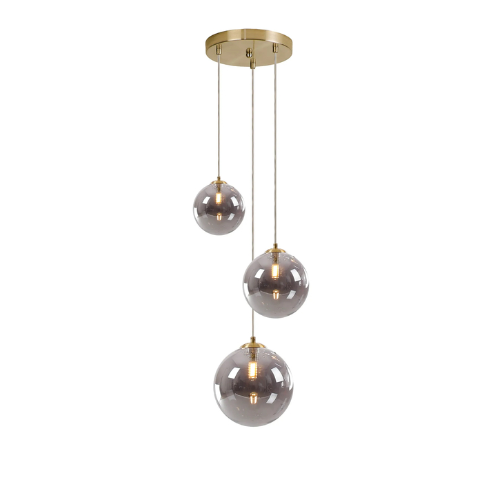 Idolite Calix IDOMS/4939 Round Pendant, 3 x G9, in a Satin Gold/Smoke Finish