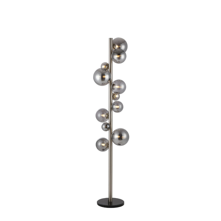 Idolite Calix IDOMS/6609 Floor Lamp, 11 x G9, Glass in a Satin Nickel/Smoke Plated Finish