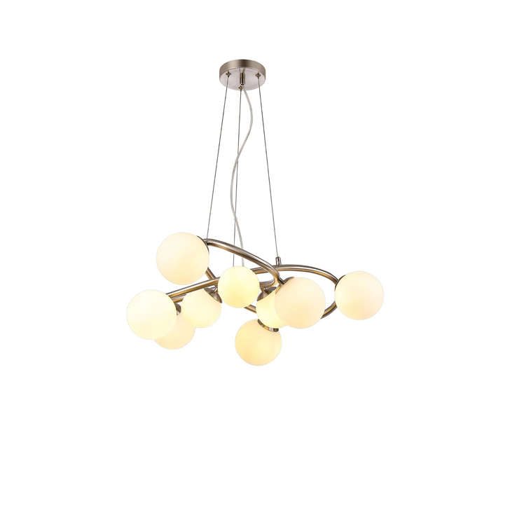 Idolite Calix IDOPO/NS1689 Twisted Pendant, 9 x G9, Glass in a Satin Nickel/Opal Finish