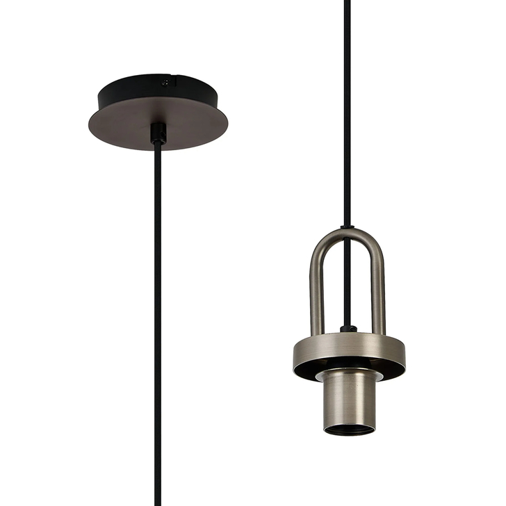 Idolite Camille 1 Light Pendant, 1 x E27, Antique Silver/Matt Black