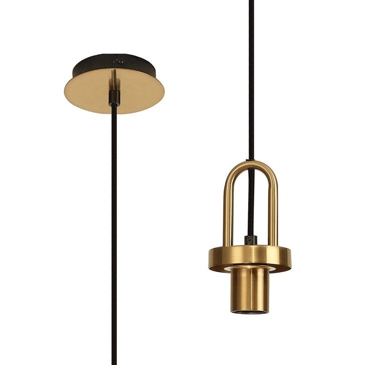 Idolite Camille 1 Light Pendant, 1 x E27, Brass Gold/Matt Black