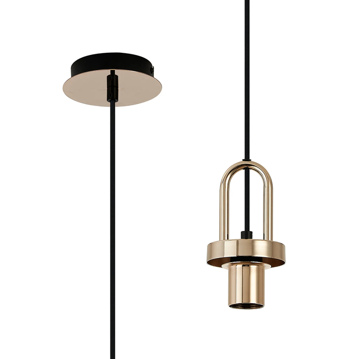 Idolite Camille 1 Light Pendant, 1 x E27, French Gold/Matt Black
