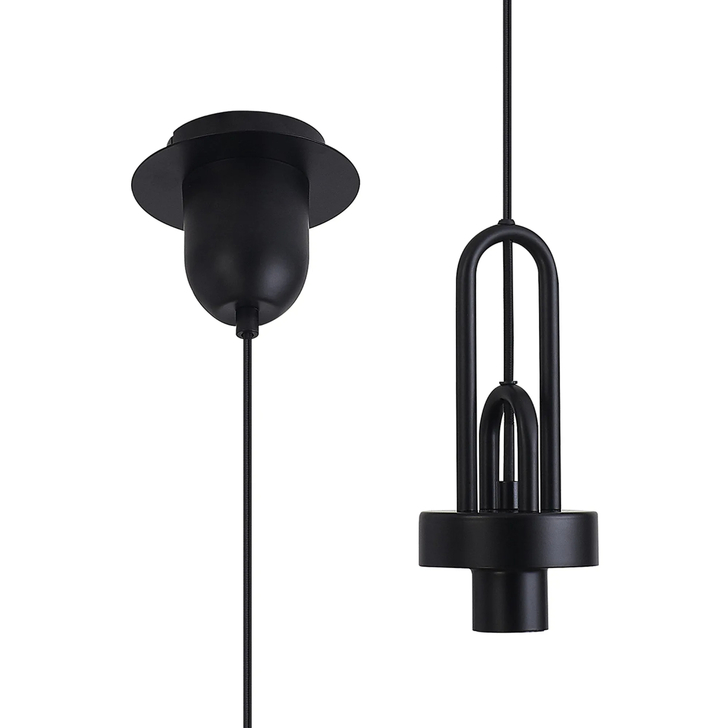 Idolite Camille 1 Light Pendant, 1 x E27, Matt Black