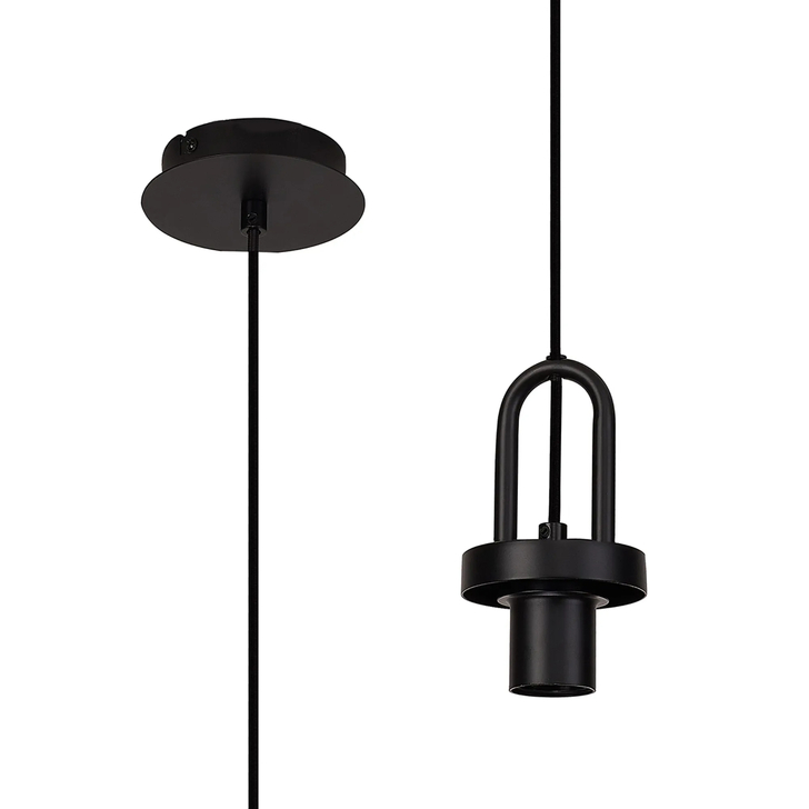 Idolite Camille 1 Light Pendant, 1 x E27, Matt Black