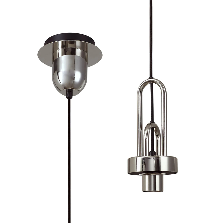 Idolite Camille 1 Light Pendant, 1 x E27, Polished Nickel/Matt Black
