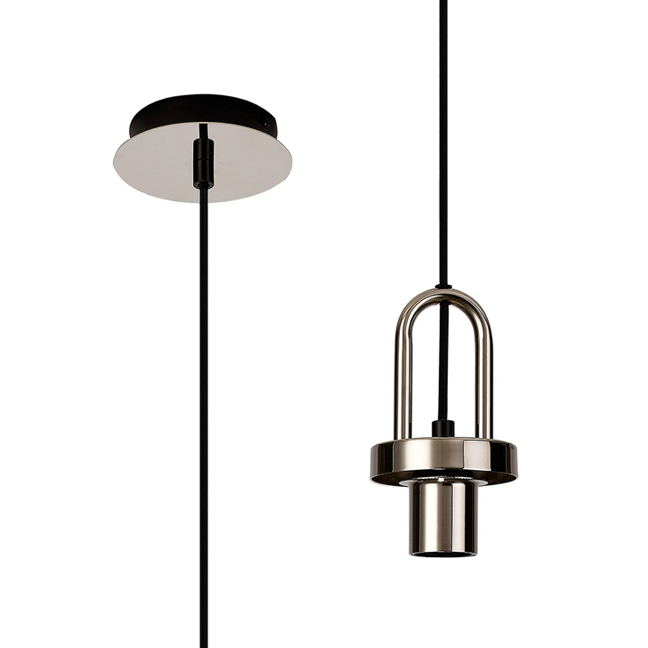 Idolite Camille 1 Light Pendant, 1 x E27, Polished Nickel/Matt Black