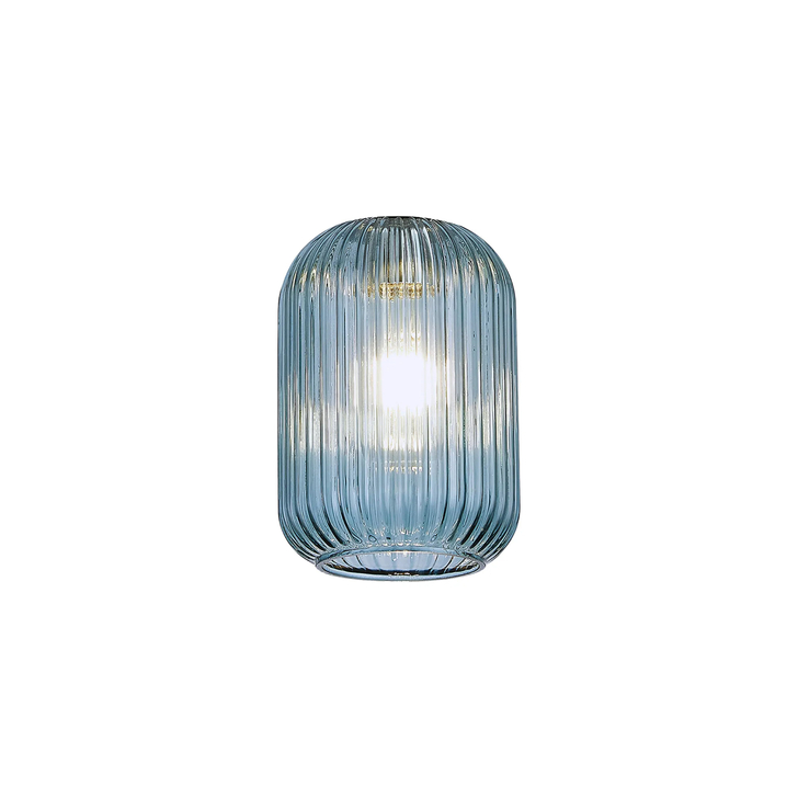 Idolite Camille 14cm Tubular Ribbed Glass, Petrol Blue
