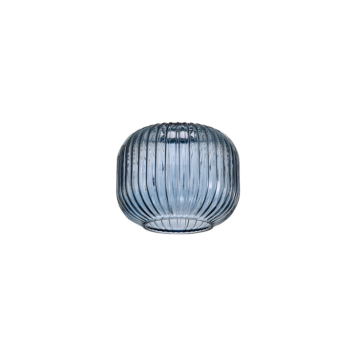 Idolite Camille 16x13cm Pumpkin Shaped Ribbed Glass, Petrol Blue
