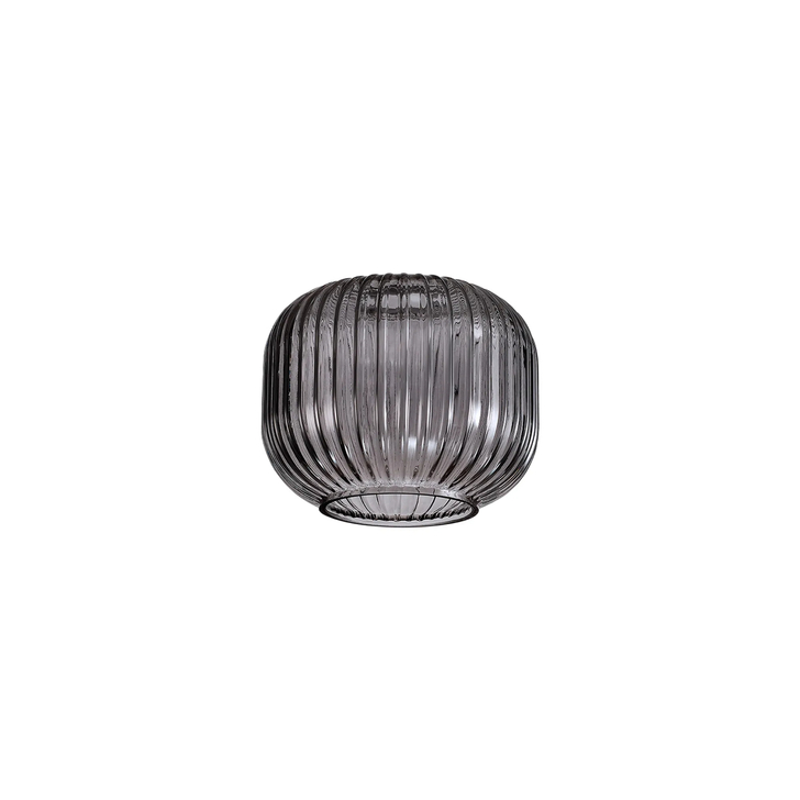 Idolite Camille 16x13cm Pumpkin Shaped Ribbed Glass, Smoked