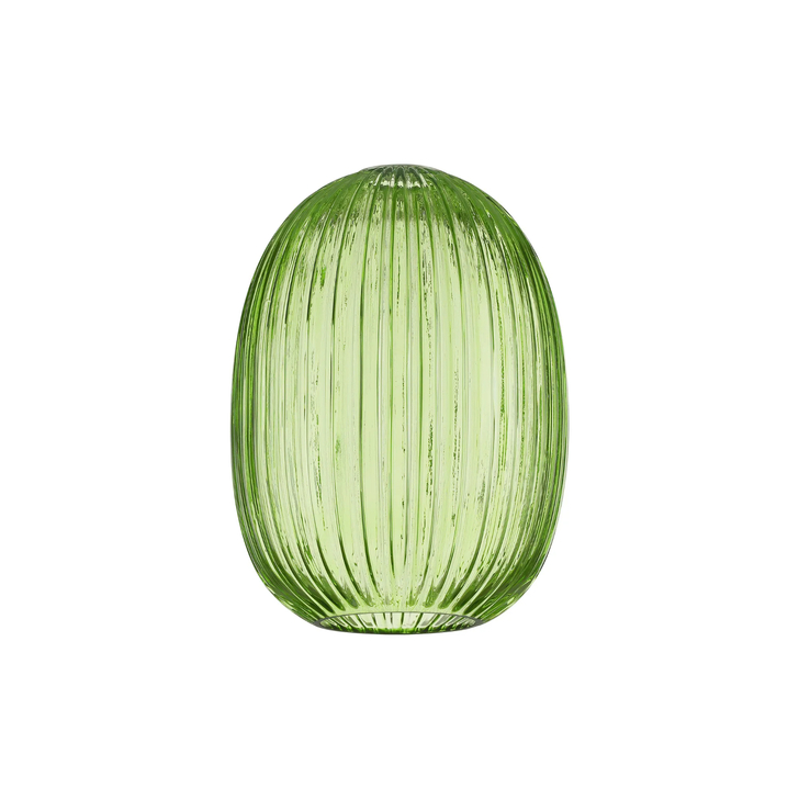 Idolite Camille 20cm Almond Ribbed Glass, Green