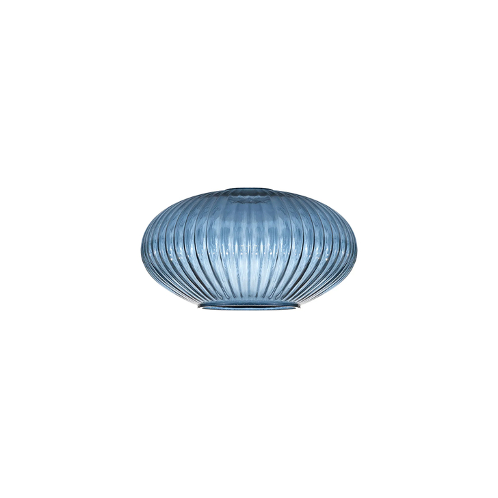 Idolite Camille 20cm Oval Sphere Ribbed Glass, Petrol Blue