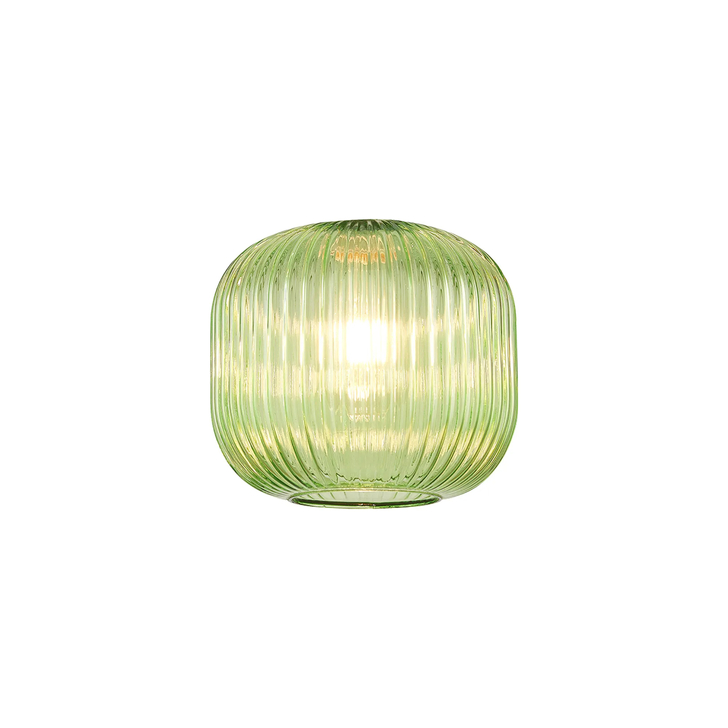 Idolite Camille 20cm Pumpkin Shaped Ribbed Glass, Green