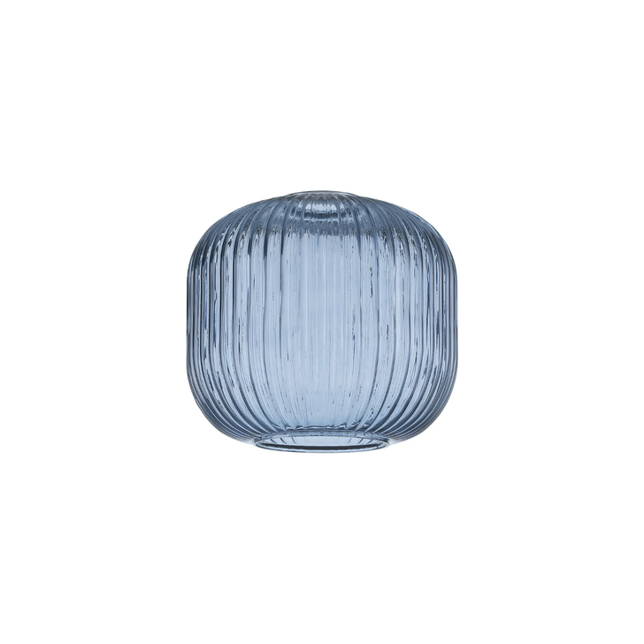 Idolite Camille 20cm Pumpkin Shaped Ribbed Glass, Petrol Blue