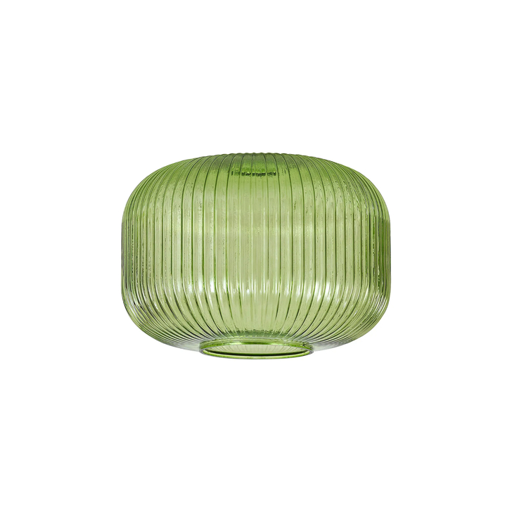 Idolite Camille 25cm Pumpkin Shaped Ribbed Glass, Green
