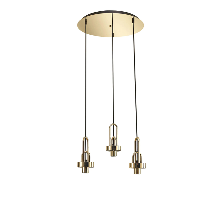 Idolite Camille 2m Round Suspension Kit, 3 x E27, French Gold/Matt Black
