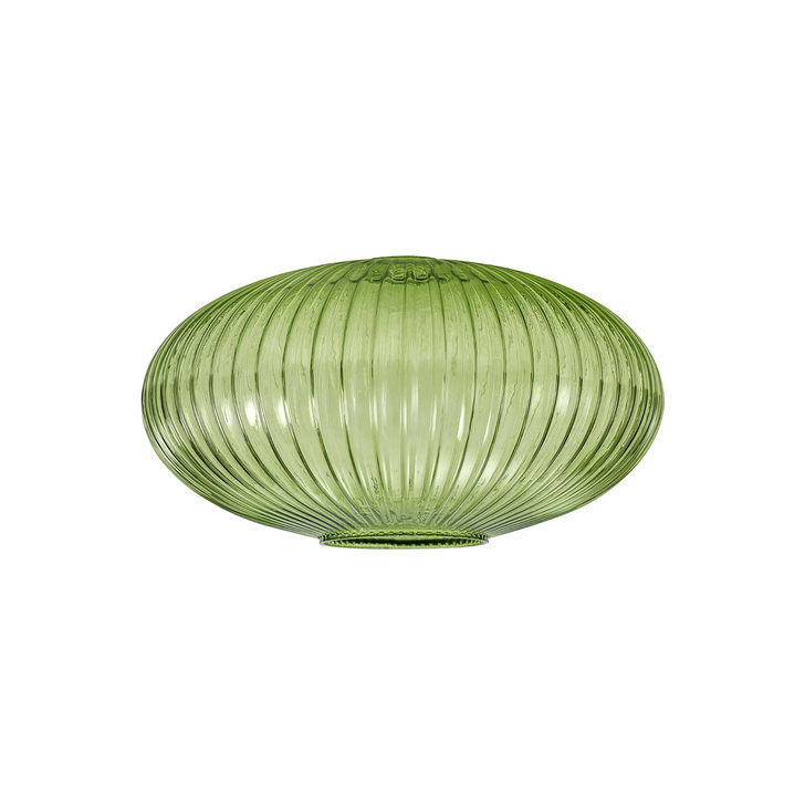 Idolite Camille 30cm Oval Sphere Ribbed Glass, Green