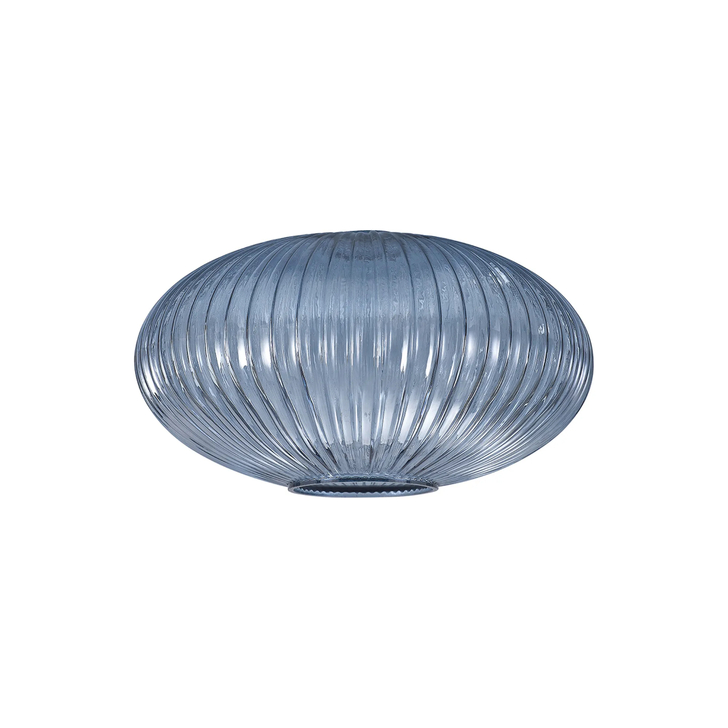 Idolite Camille 30cm Oval Sphere Ribbed Glass, Petrol Blue