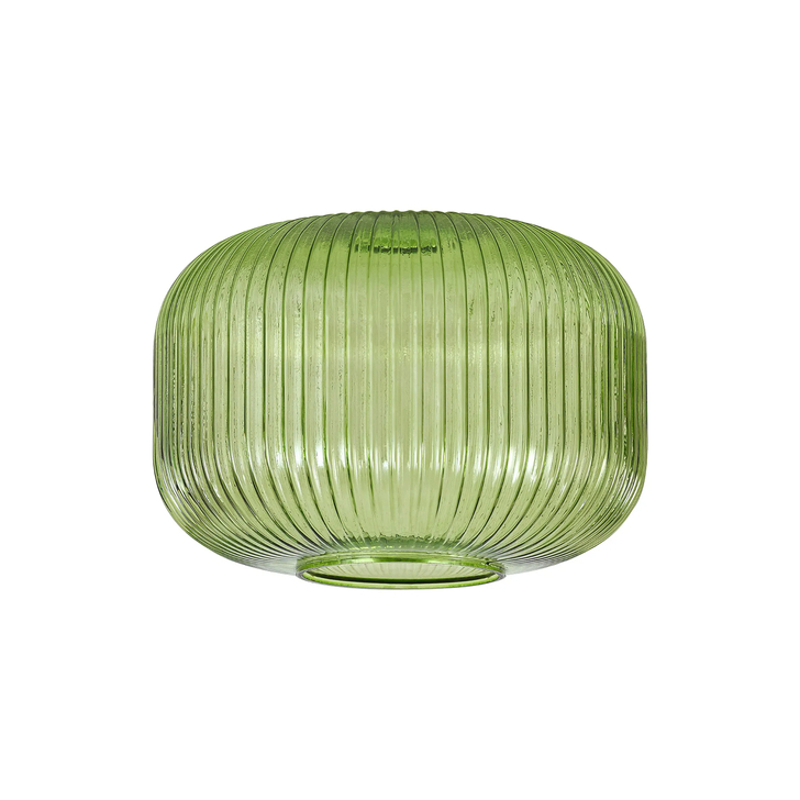 Idolite Camille 30cm Pumpkin Shaped Ribbed Glass, Green