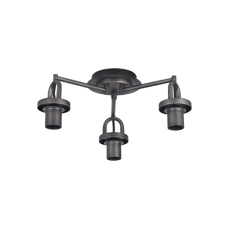 Idolite Camille 44.5cm Semi Ceiling Light, 3 x E27, Aged Pewter