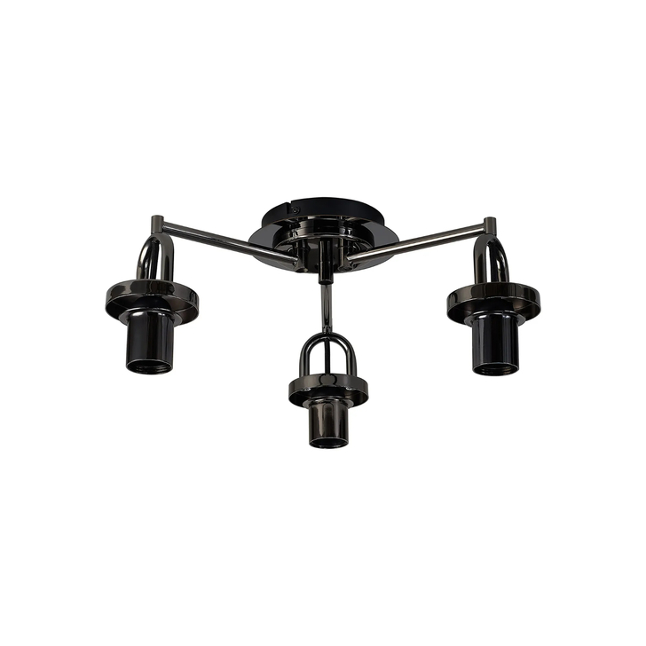 Idolite Camille 44.5cm Semi Flush Ceiling Light, 3 x E27, Black Chrome