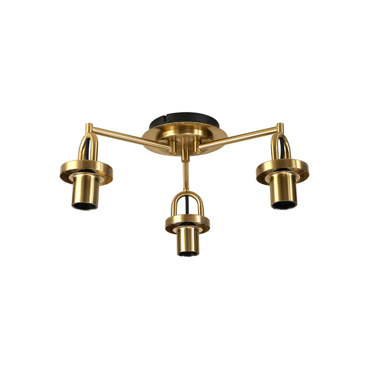 Idolite Camille 44.5cm Semi Flush Ceiling Light, 3 x E27, Brass Gold