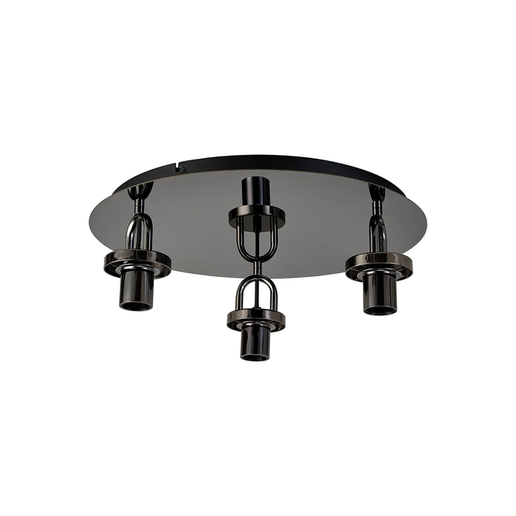 Idolite Camille 45cm Light Flush Ceiling Light, 3 x E27, Black Chrome
