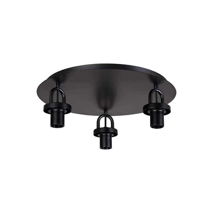 Idolite Camille 45cm Light Flush Ceiling Light, 3 x E27, Matt Black