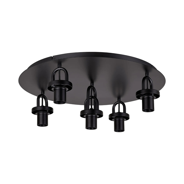 Idolite Camille 55cm Light Flush Ceiling Light, 5 x E27, Matt Black