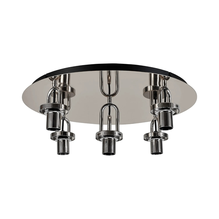 Idolite Camille 55cm Light Flush Ceiling Light, 5 x E27, Polished Nickel