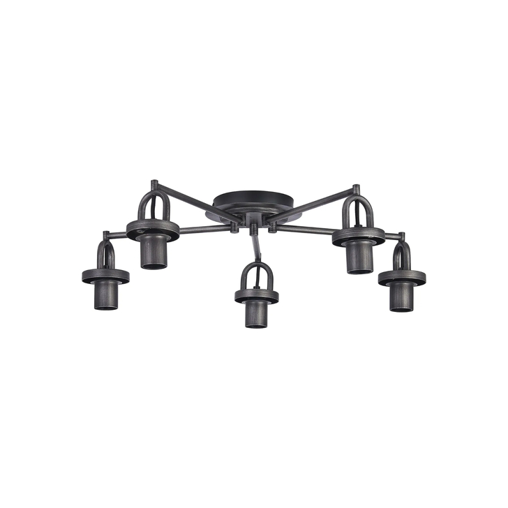 Idolite Camille 64.5cm Semi Ceiling Light, 5 x E27, Aged Pewter