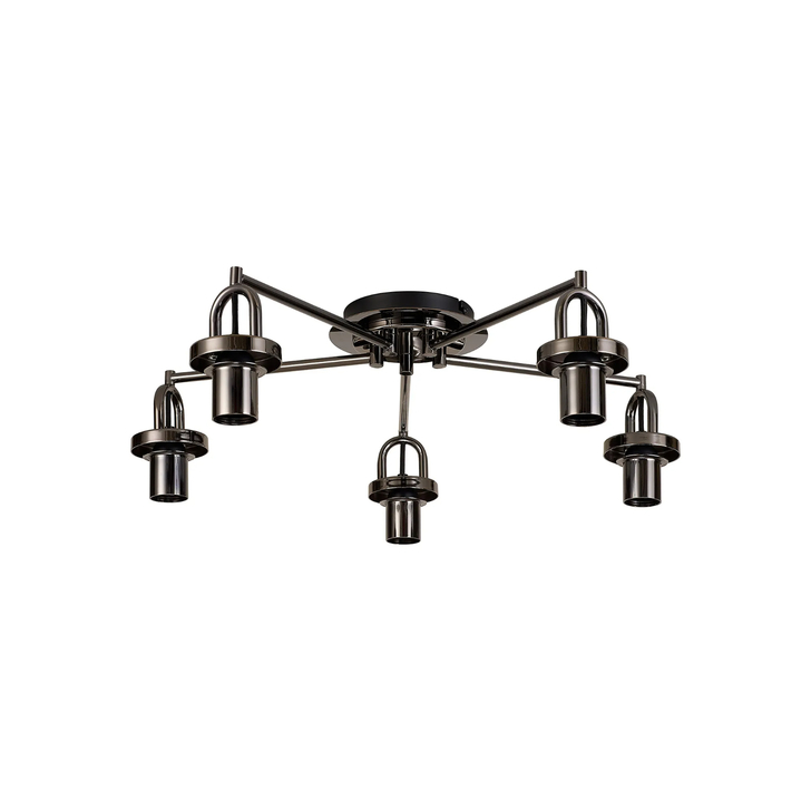 Idolite Camille 64.5cm Semi Flush Ceiling Light, 5 x E27, Black Chrome