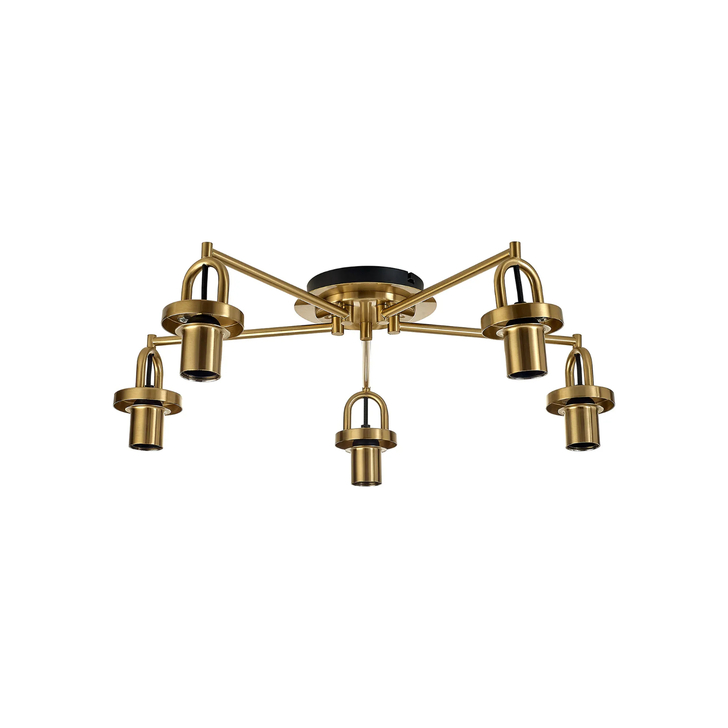 Idolite Camille 64.5cm Semi Flush Ceiling Light, 5 x E27, Brass Gold