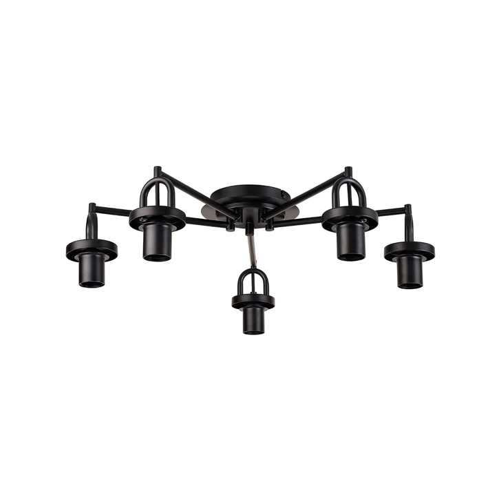 Idolite Camille 64.5cm Semi Flush Ceiling Light, 5 x E27, Matt Black