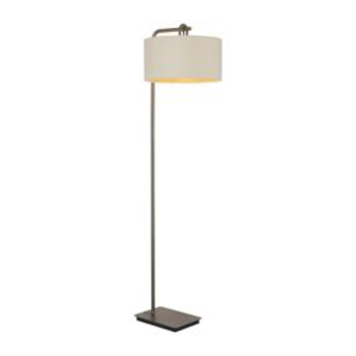 Idolite Camille Floor Lamp, 1 Light E27, Antique SIlver/Matt Black/Ivory/Champagne 40x22cm Velvet Shade