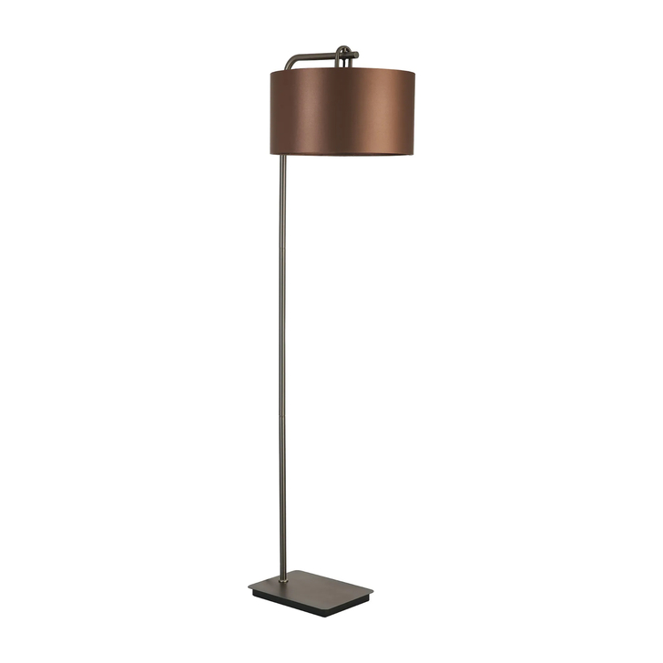 Idolite Camille Floor Lamp, 1 Light E27, Antique SIlver/Matt Black/Stone 40x22cm Satin Shade