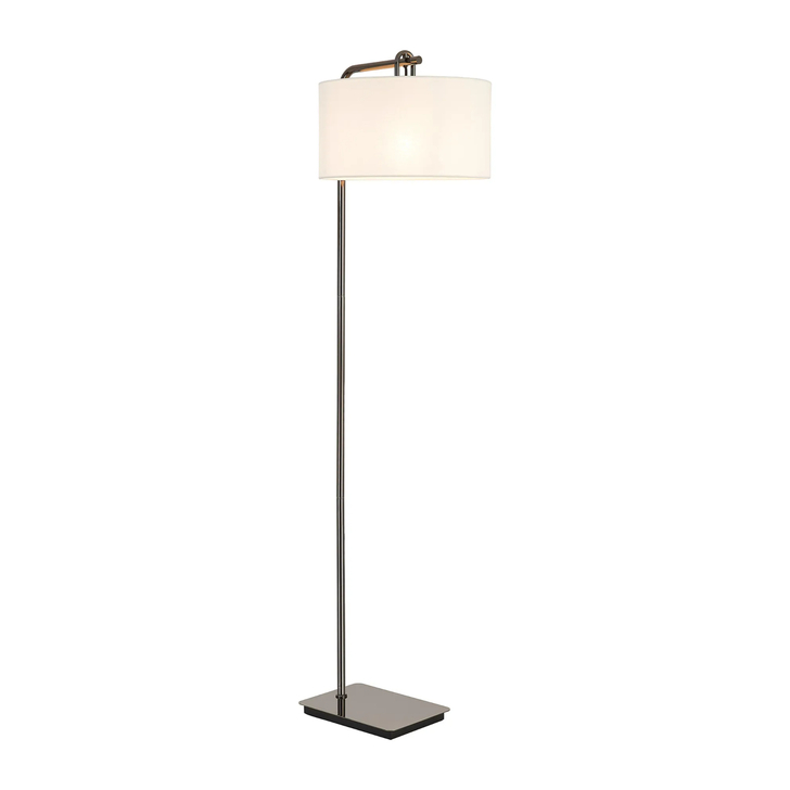 Idolite Camille Floor Lamp, 1 Light E27, Black Chrome/Matt Black/Oyster 40x22cm Linen Shade