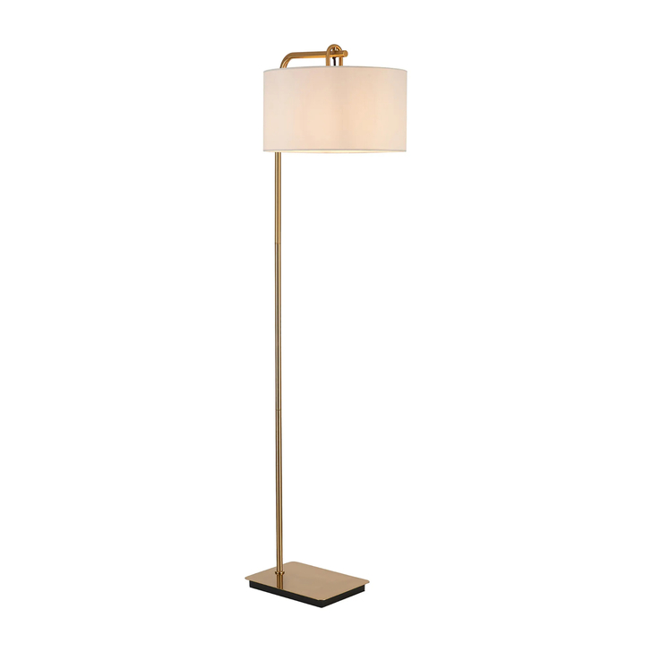 Idolite Camille Floor Lamp, 1 Light E27, Brass Gold/Matt Black/Ivory 40x22cm Faux Silk Shade