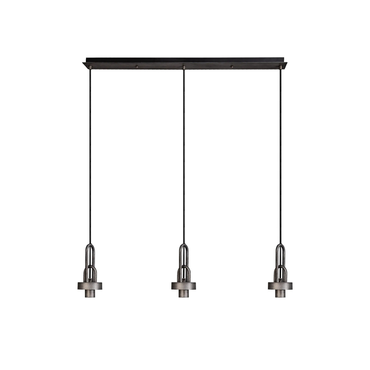 Idolite Camille Linear Suspension Kit, 3 x E27, Aged Pewter/Matt Black
