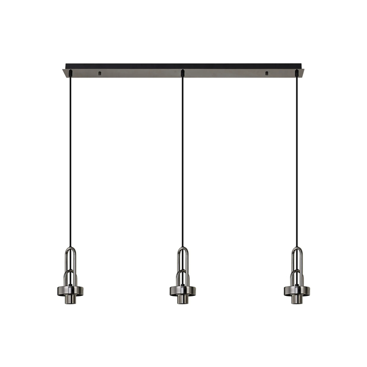 Idolite Camille Linear Suspension Kit, 3 x E27, Black Chrome/Matt Black