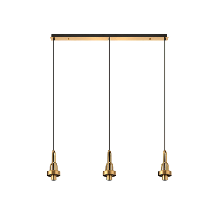 Idolite Camille Linear Suspension Kit, 3 x E27, Brass Gold/Matt Black